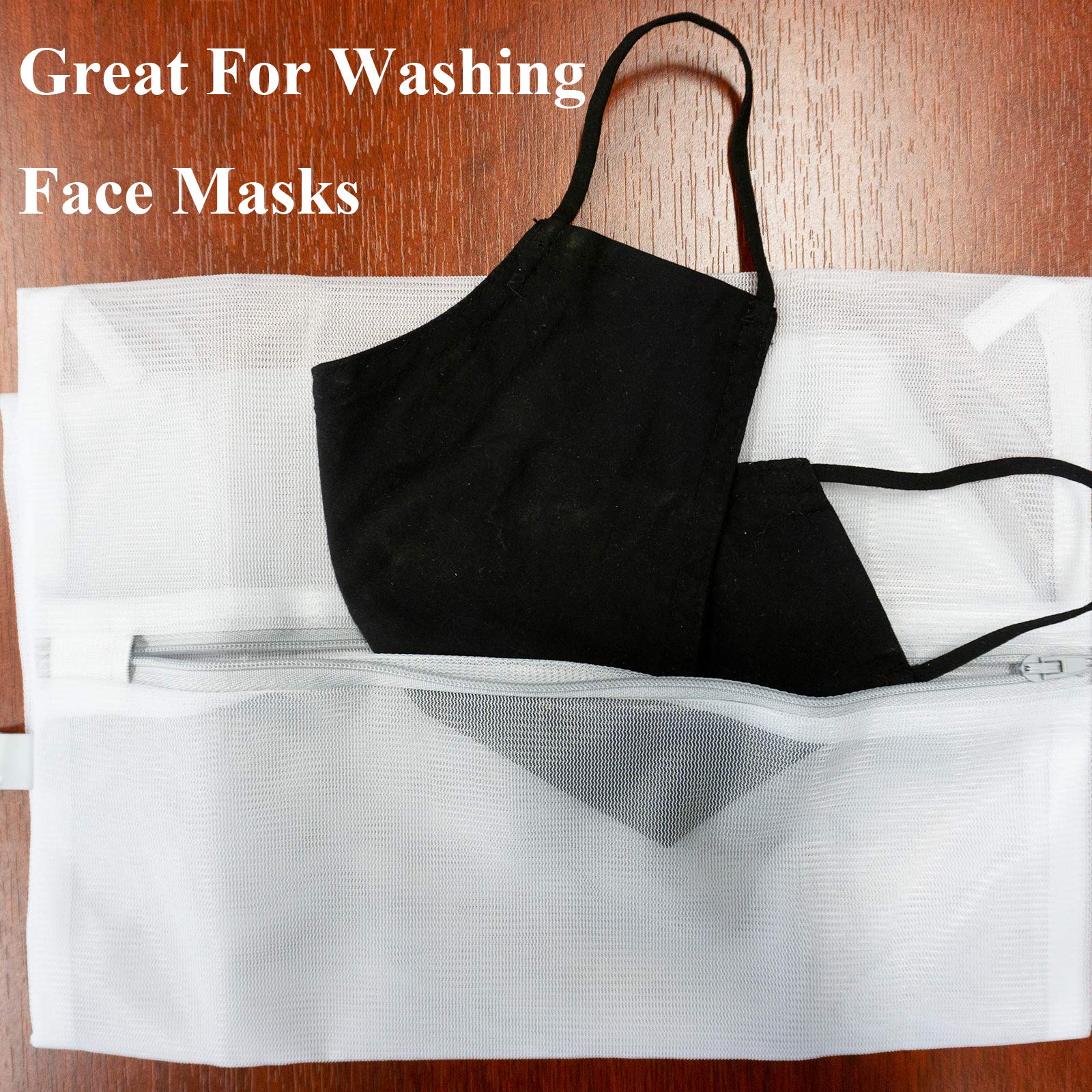 4 Pack - HUJI Micro Mesh Laundry Bags Lingerie Bra Underwear with Secure Zipper Great For Washing Face Masks (2 Medium & 2 Large) - Image 3