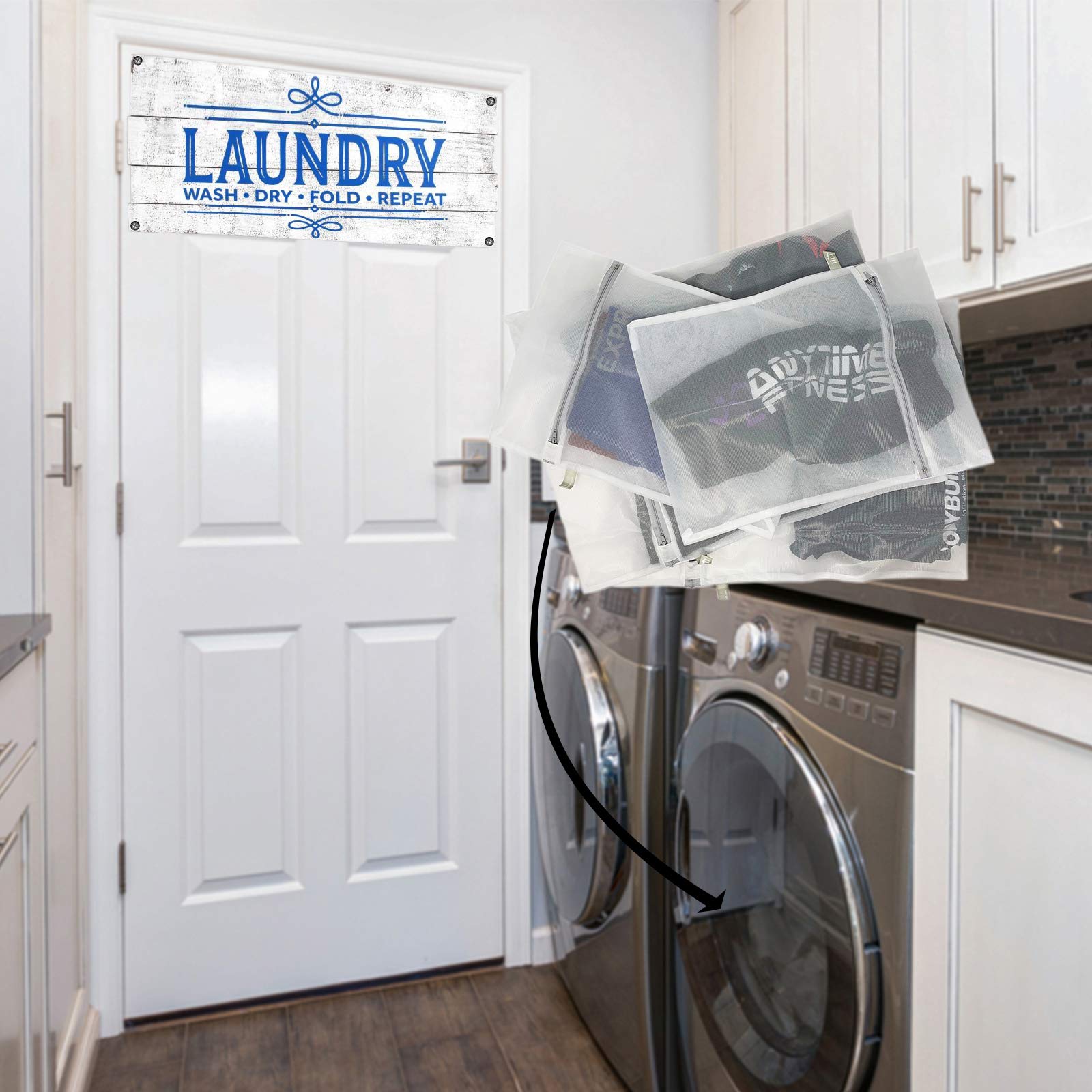 4 Pack - HUJI Micro Mesh Laundry Bags Lingerie Bra Underwear with Secure Zipper Great For Washing Face Masks (2 Medium & 2 Large) - Image 5