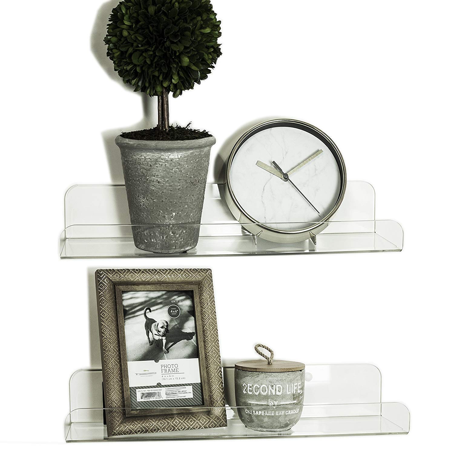 Huji 16 Inch Clear Acrylic Shelf with Rounded Corners for Books, Collectibles, Photos, Coffee Mugs, Makeup, Funko Pops, Toys, Spice Rack - Image 4