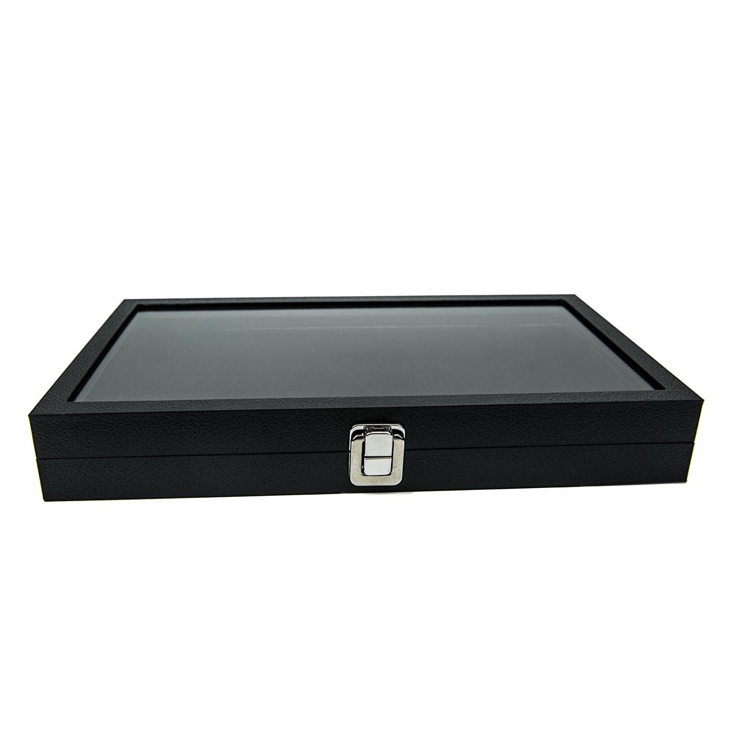 Huji Glass Top Ring Display Showcase With Velvet Insert Liner Jewelry Organizer (1, 72 Slot Case) - Image 2