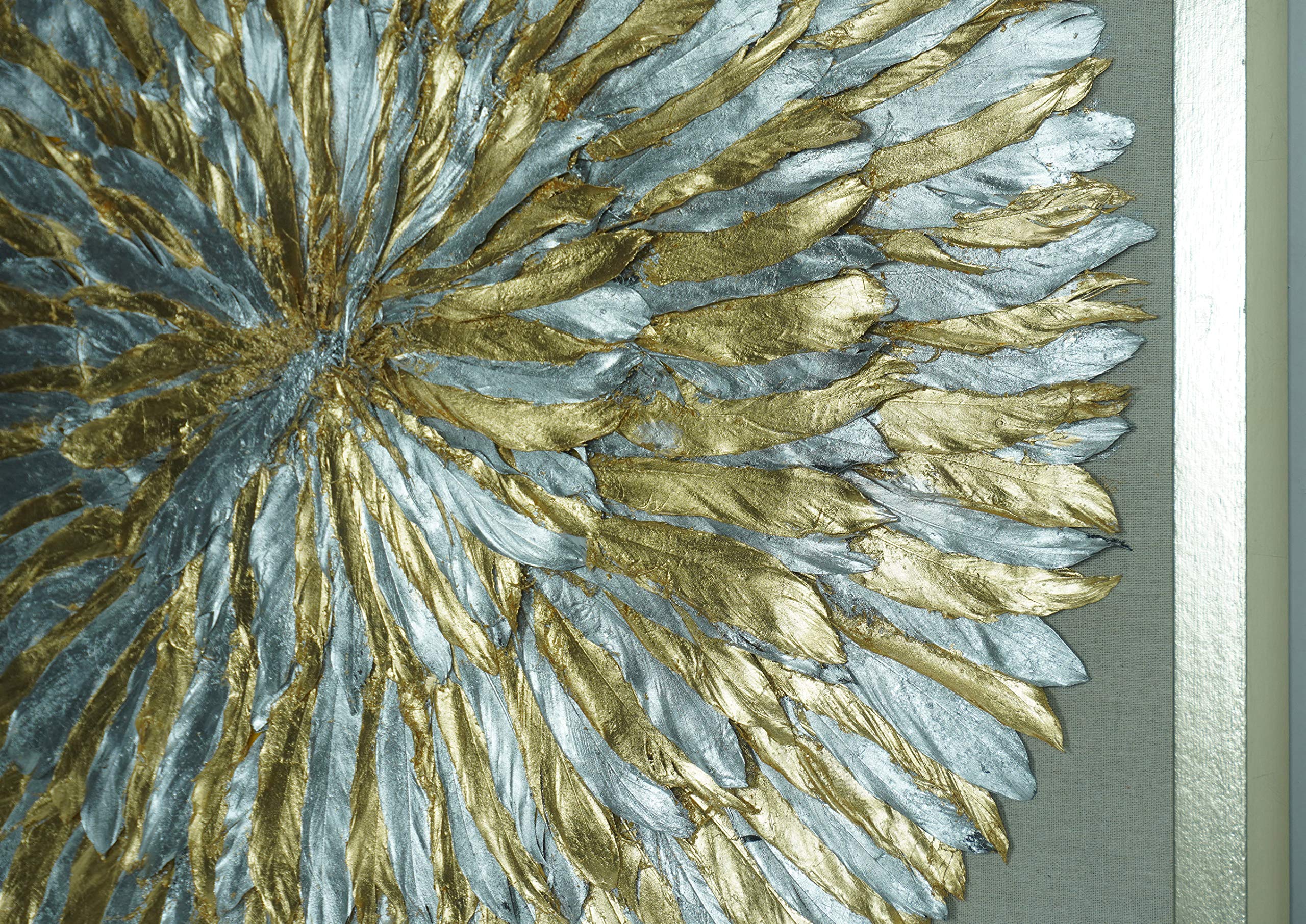 Huji Gold & Silver Feather Wreath Shadow Box Wall Décor - Image 3