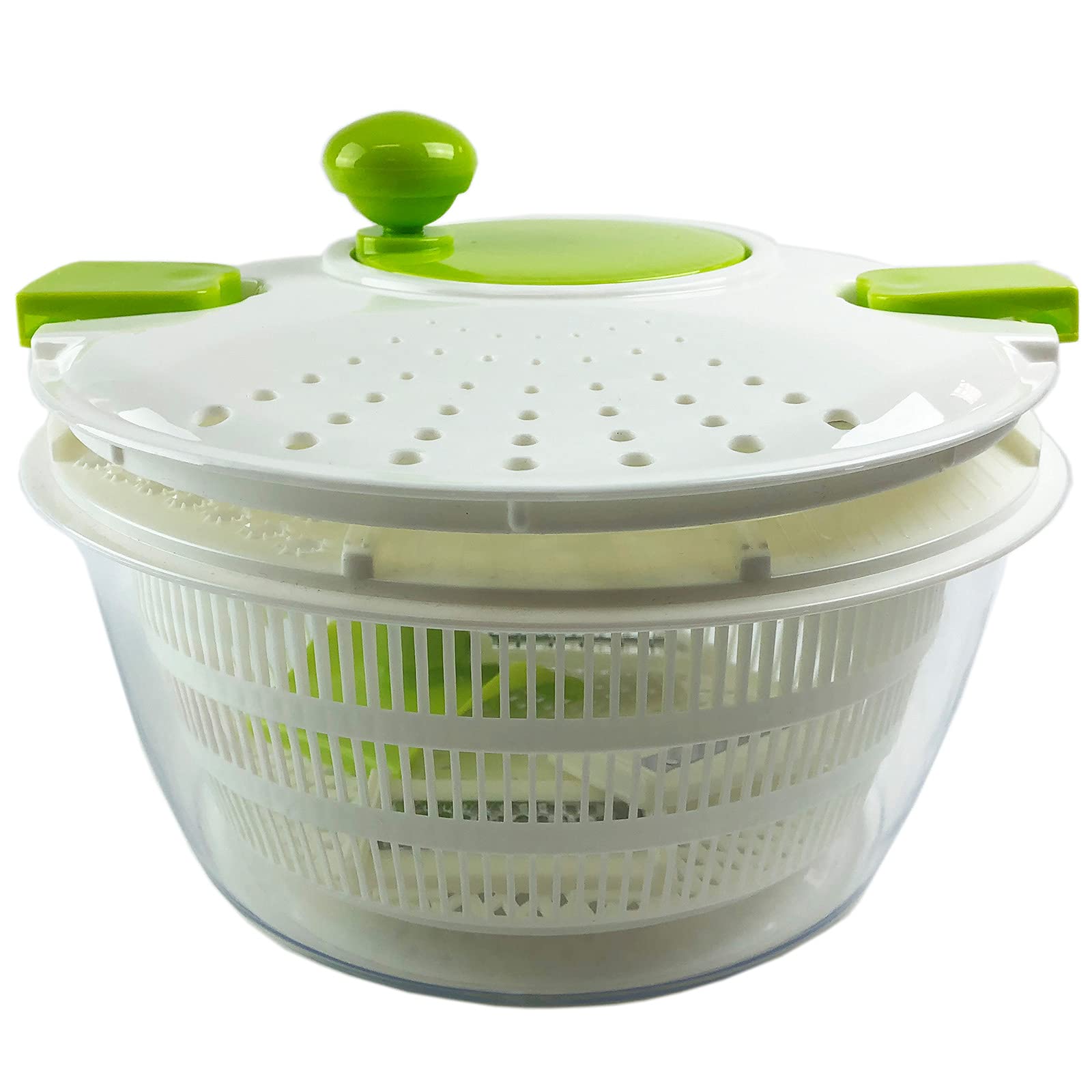 Huji Multifunctional Large Salad Spinner (4 Quarts) and Mandoline Set – 5 Blade Slicer, Drainer, Tosser, Vegetable Dryer with a Pouring Spout - Image 5