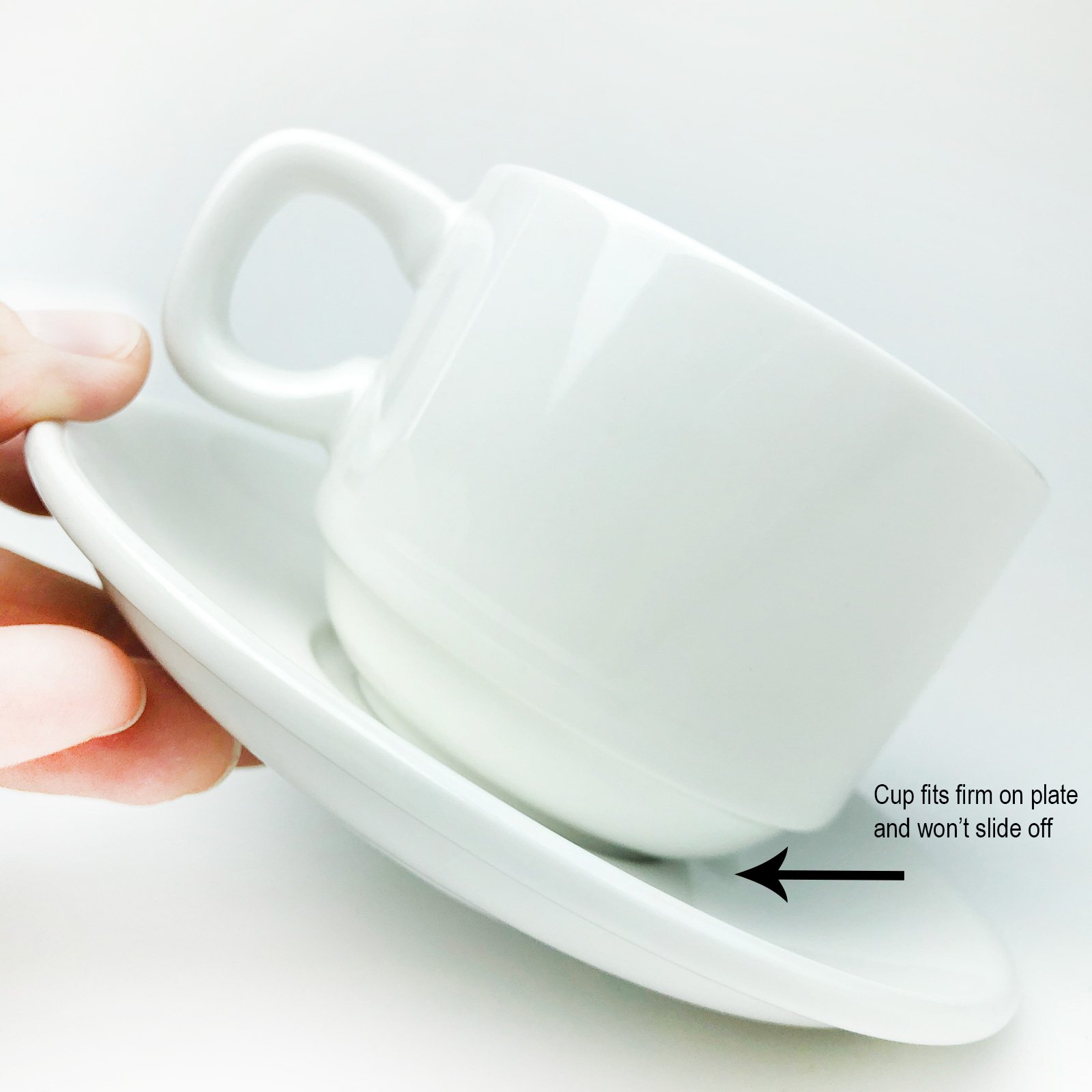 Huji Stack-able Porcelain 3.2 OZ Espresso Turkish Coffee Cups and Saucer Set with Chrome Rack (9 Piece Set) (1) - Image 7