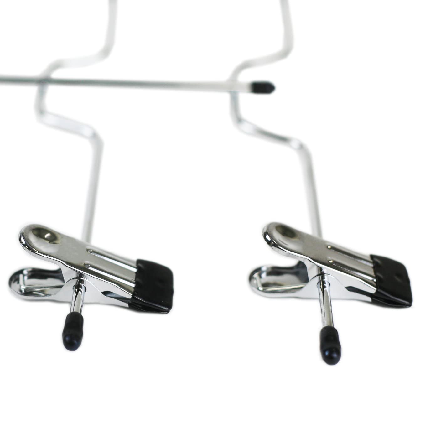 HUJI Sturdy 4 Tier Trouser Skirt Pants Hanger Chrome and Black Vinyl (Set of 3, 4 Tier Trouser Hangers) - Image 5