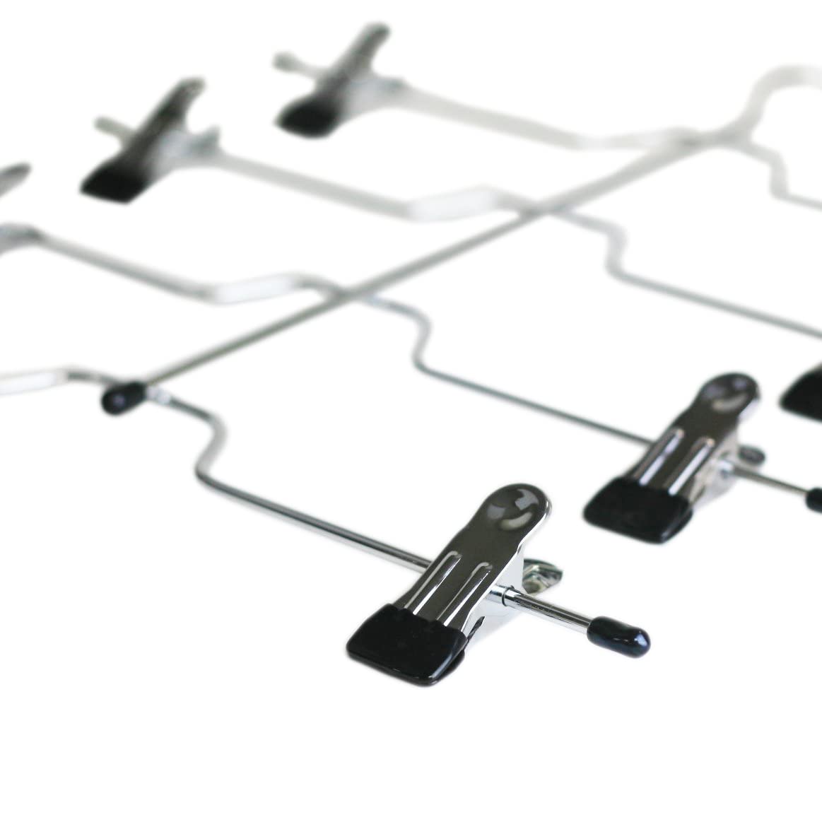 HUJI Sturdy 4 Tier Trouser Skirt Pants Hanger Chrome and Black Vinyl (Set of 3, 4 Tier Trouser Hangers) - Image 6